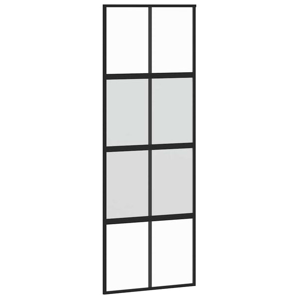 Schiebetür Schwarz 76x205 cm Hartglas und Aluminium