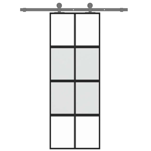 Schiebetür Schwarz 76x205 cm Hartglas und Aluminium