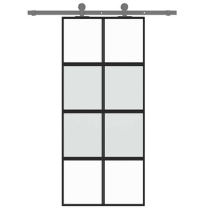 Schiebetür Schwarz 90x205 cm Hartglas und Aluminium