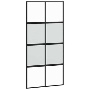 Schiebetür Schwarz 102,5x205 cm Hartglas und Aluminium