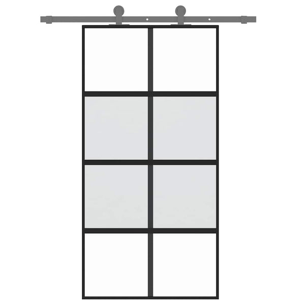 Schiebetür Schwarz 102,5x205 cm Hartglas und Aluminium
