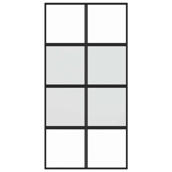 Schiebetür Schwarz 102,5x205 cm Hartglas und Aluminium