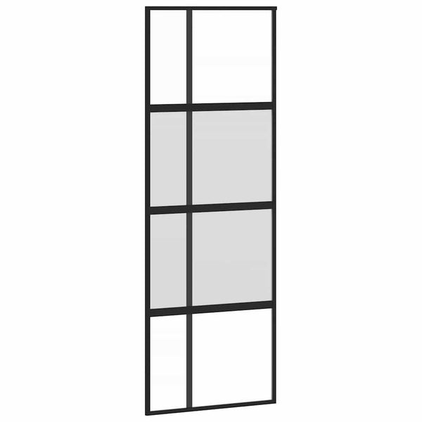 Schiebetür Schwarz 76x205 cm Hartglas und Aluminium