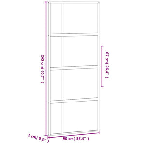 Schiebetür Schwarz 90x205 cm Hartglas und Aluminium