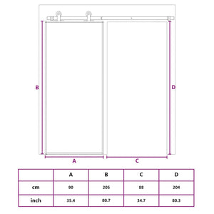 Schiebetür Schwarz 90x205 cm Hartglas und Aluminium
