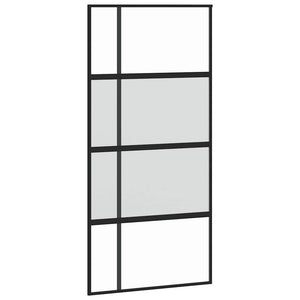Schiebetür Schwarz 102,5x205 cm Hartglas und Aluminium