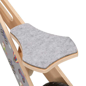 Graues Kinder Laufrad mit Aufdruck