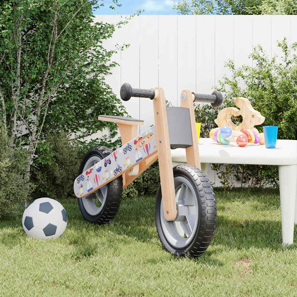 Graues Kinder Laufrad mit Aufdruck