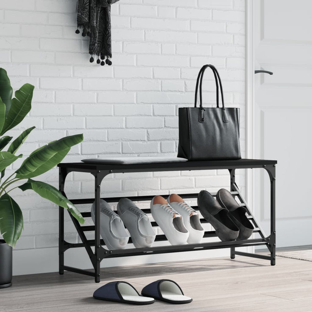 vidaXL Étagère à chaussures noire 90x30x45 cm en bois d'ingénierie