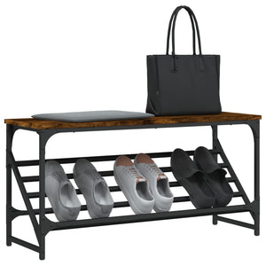 Schuhregal Räuchereiche 90x30x45 cm