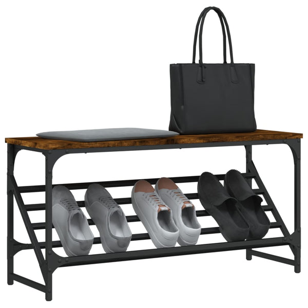 Schuhregal Räuchereiche 90x30x45 cm