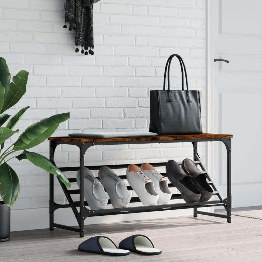 vidaXL Meuble à chaussures en aggloméré chêne fumé 90x30x45 cm