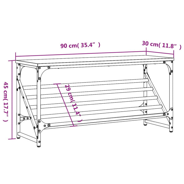 Schuhregal Braun Eichenoptik 90 cm