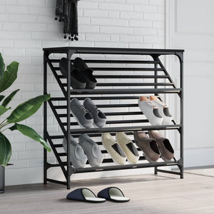 Schuhregal Schwarz 90 cm Holzwerkstoff