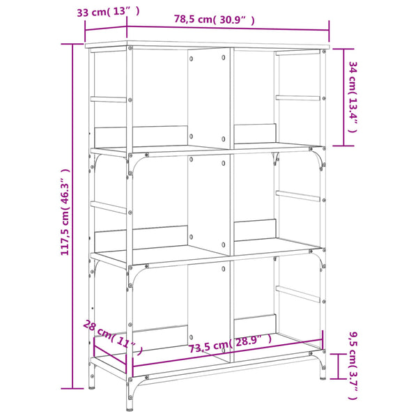 Bücherregal Grau Sonoma 78,5 cm