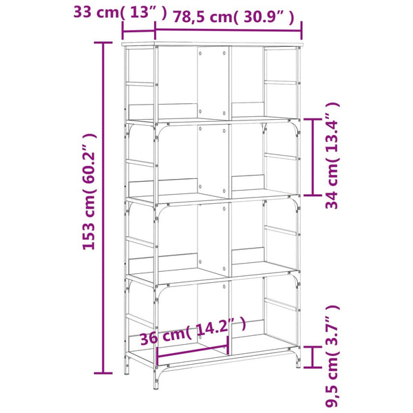 Sonoma Eiche Bücherregal, 78,5x33x153 cm
