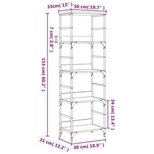 Bücherregal Räuchereiche 153 cm hoch