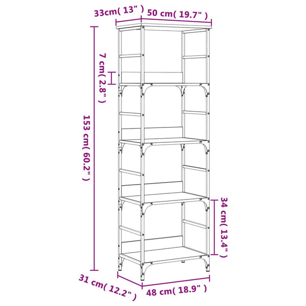 Bücherregal Räuchereiche 153 cm hoch