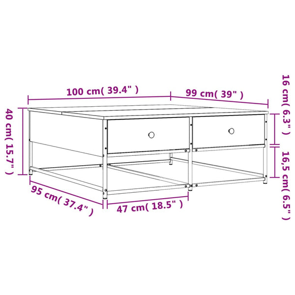 Couchtisch Braun Eichenoptik 100x99 cm