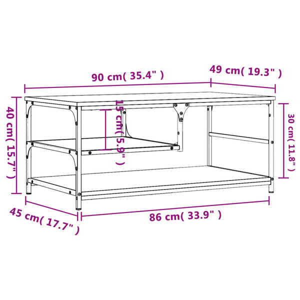 Couchtisch Grau Sonoma 90x49 cm