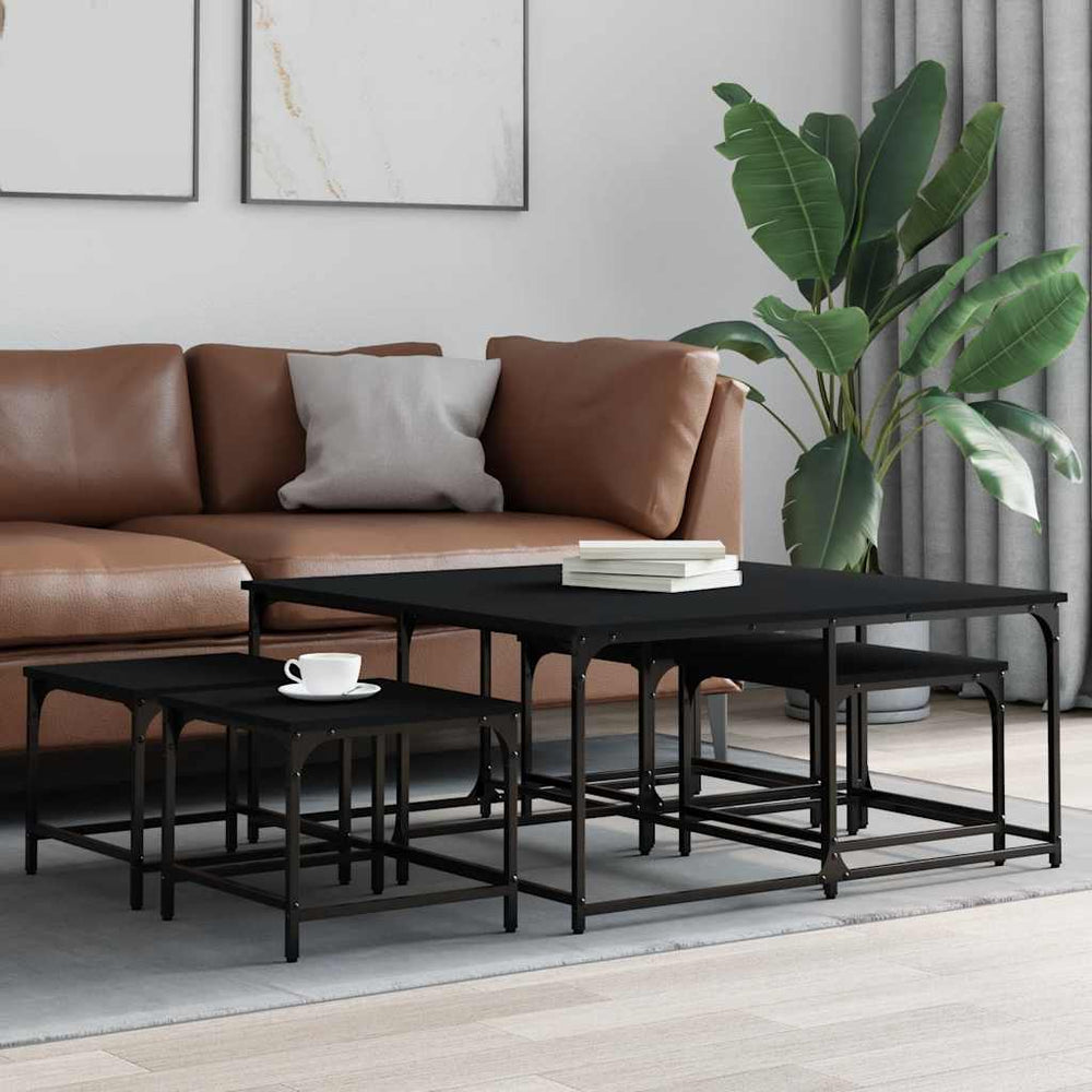 vidaXL Nesting Tables 5 pcs Black Engineered Wood