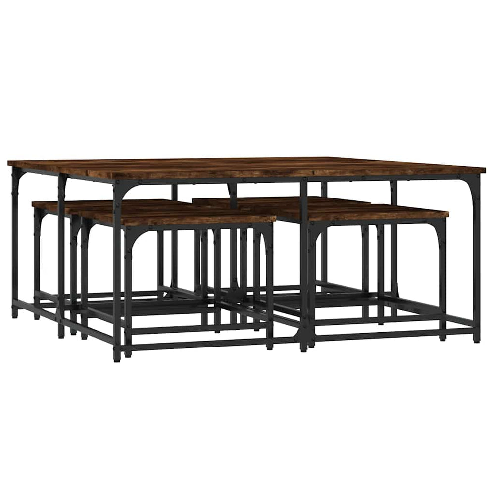 vidaXL Nesting Tables 5 pcs Smoked Oak Engineered Wood