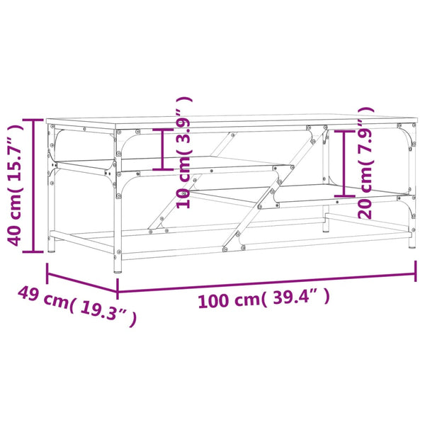 Schwarzer Couchtisch 100x49 cm