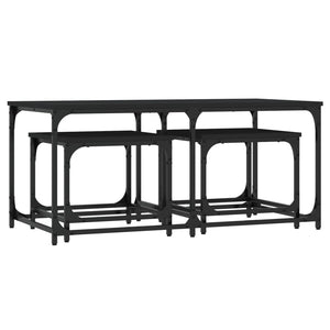 Satztische 3er Set Schwarz Holz
