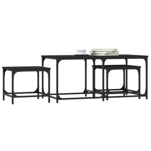 Satztische 3er Set Schwarz Holz