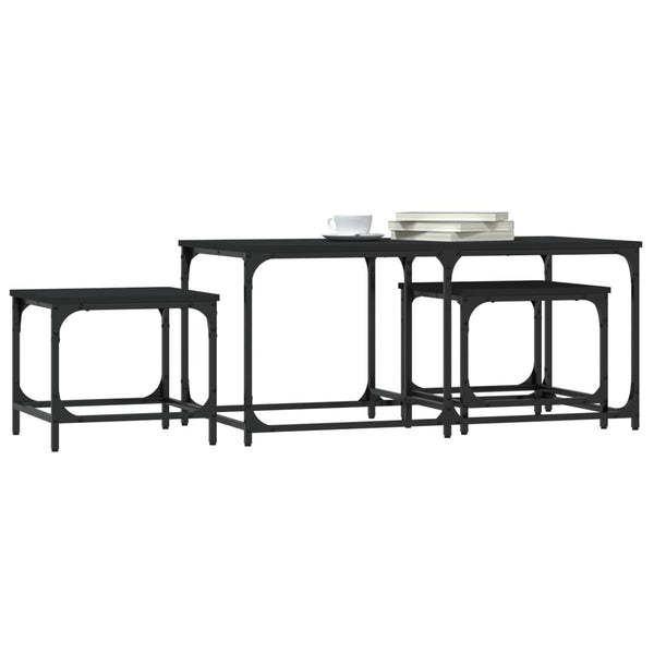 Satztische 3er Set Schwarz Holz