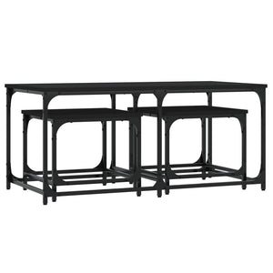 Satztische 3er Set Schwarz Holz