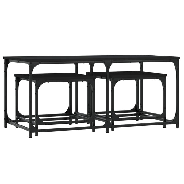 Satztische 3er Set Schwarz Holz