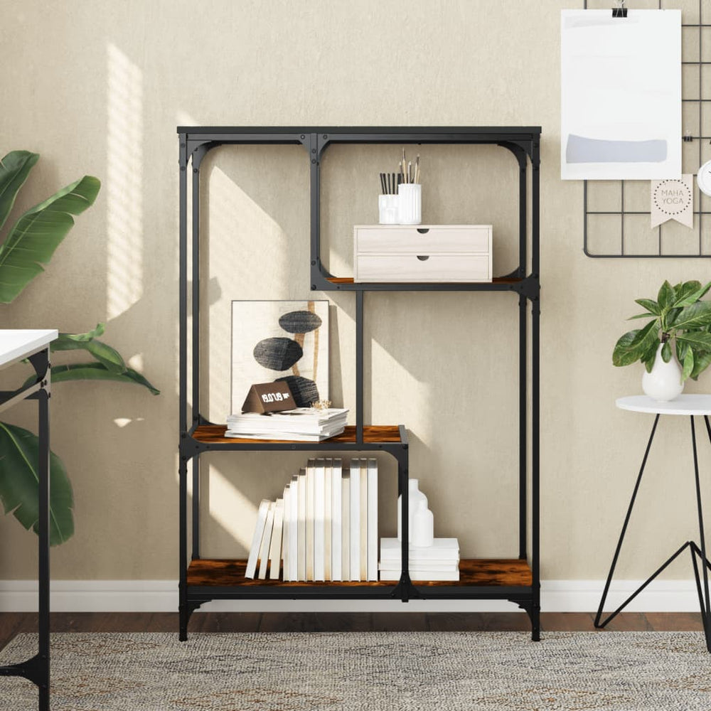 vidaXL Étagère à livres chêne fumé 81x36x115 cm bois d'ingénierie et acier