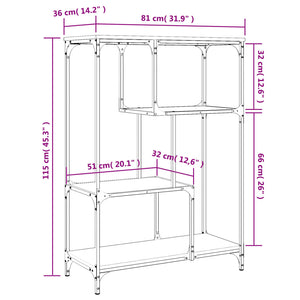 Bücherregal Grau Sonoma 81x36x115 cm