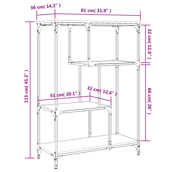 Bücherregal Grau Sonoma 81x36x115 cm