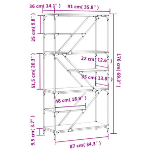 Bücherregal Grau Sonoma 91x176 cm