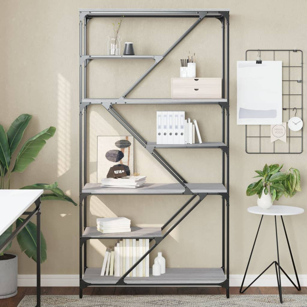 vidaXL Bibliothèque gris Sonoma 91x36x176 cm aggloméré et acier