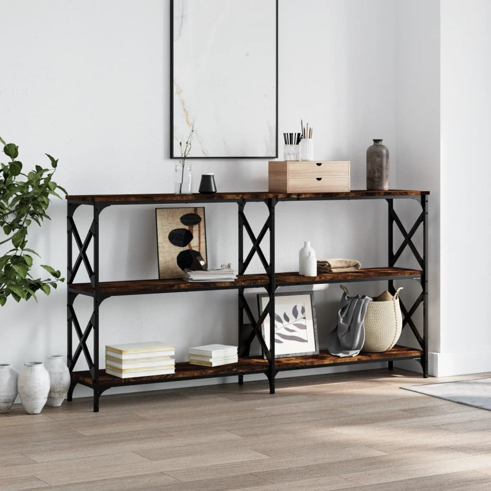 vidaXL Console chêne fumé 156x28x80,5 cm Bois d'ingénierie
