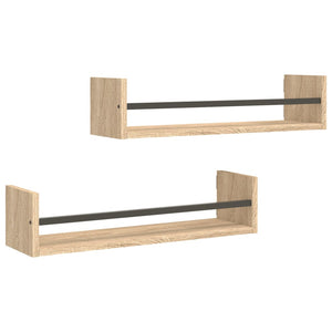 Wandregale mit Stange Sonoma-Eiche 60x16 cm, 2er Set