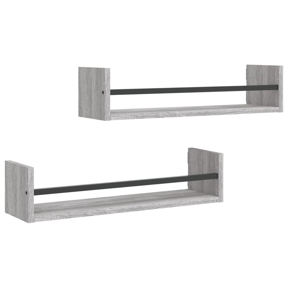 Wandregale mit Stangen Grau Sonoma 2er-Set