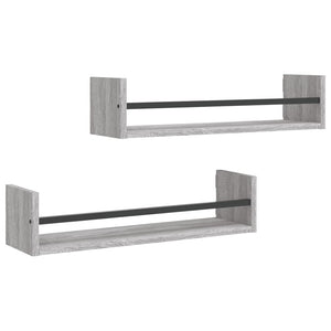 Wandregale mit Stangen Grau Sonoma 2er-Set