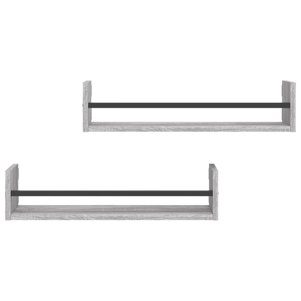 Wandregale mit Stangen Grau Sonoma 2er-Set