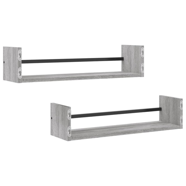 Wandregale mit Stangen Grau Sonoma 2er-Set