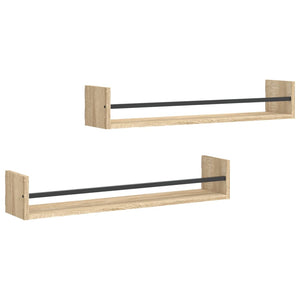 Wandregale mit Stange, Sonoma Eiche, 2er-Set