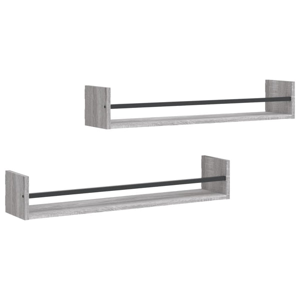 Wandregale mit Stangen Grau Sonoma 2er Set