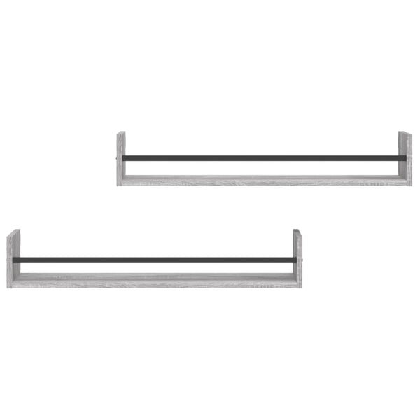 Wandregale mit Stangen Grau Sonoma 2er Set