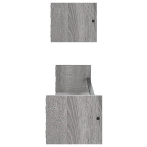 Wandregale mit Stangen Grau Sonoma 2er Set