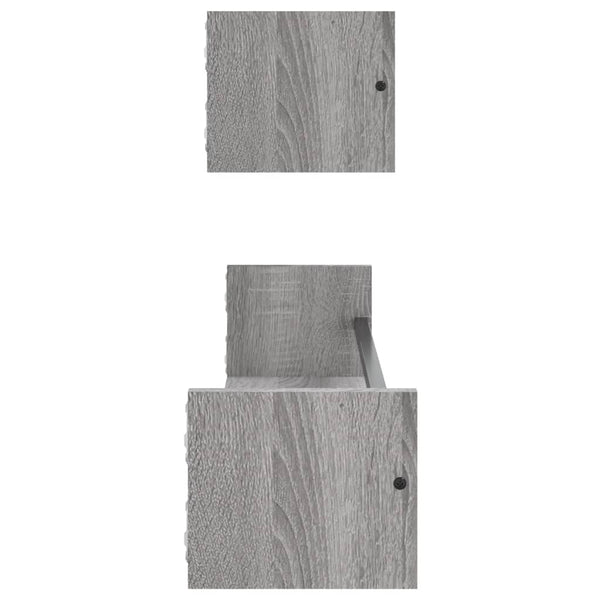 Wandregale mit Stangen Grau Sonoma 2er Set