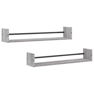 Wandregale mit Stangen Grau Sonoma 2er Set