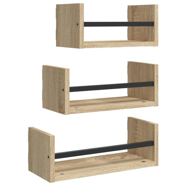 3-teiliges Wandregal-Set Sonoma Eiche
